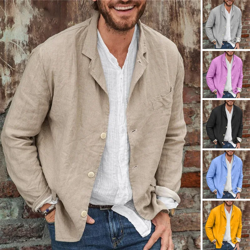 2021 European and American men's casual cotton and linen loose suit jacket shirt top
2021 European and American men's casual cotton and linen loose suit jacket shirt top