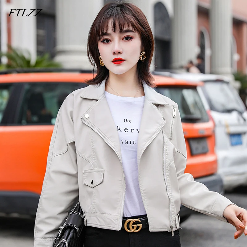 FTLZZ Soft Loose Pu Leather Jacket Women Black Beige Biker Motorcycle Coat Short Faux Leather Streetwear Female Punk Outerwear
FTLZZ Soft Loose Pu Leather Jacket Women Black Beige Biker Motorcycle Coat Short Faux Leather Streetwear Female Punk Outerwear
