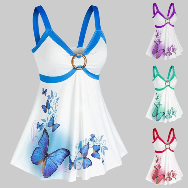 Summer Tank Top Women Sleeveless T-Shirts Elegant Ladies Casual Butterfly Print O Ring Tanks Plus SIze Strappy Vest Tops T-Shirt
Summer Tank Top Women Sleeveless T-Shirts Elegant Ladies Casual Butterfly Print O Ring Tanks Plus SIze Strappy Vest Tops T-Shirt