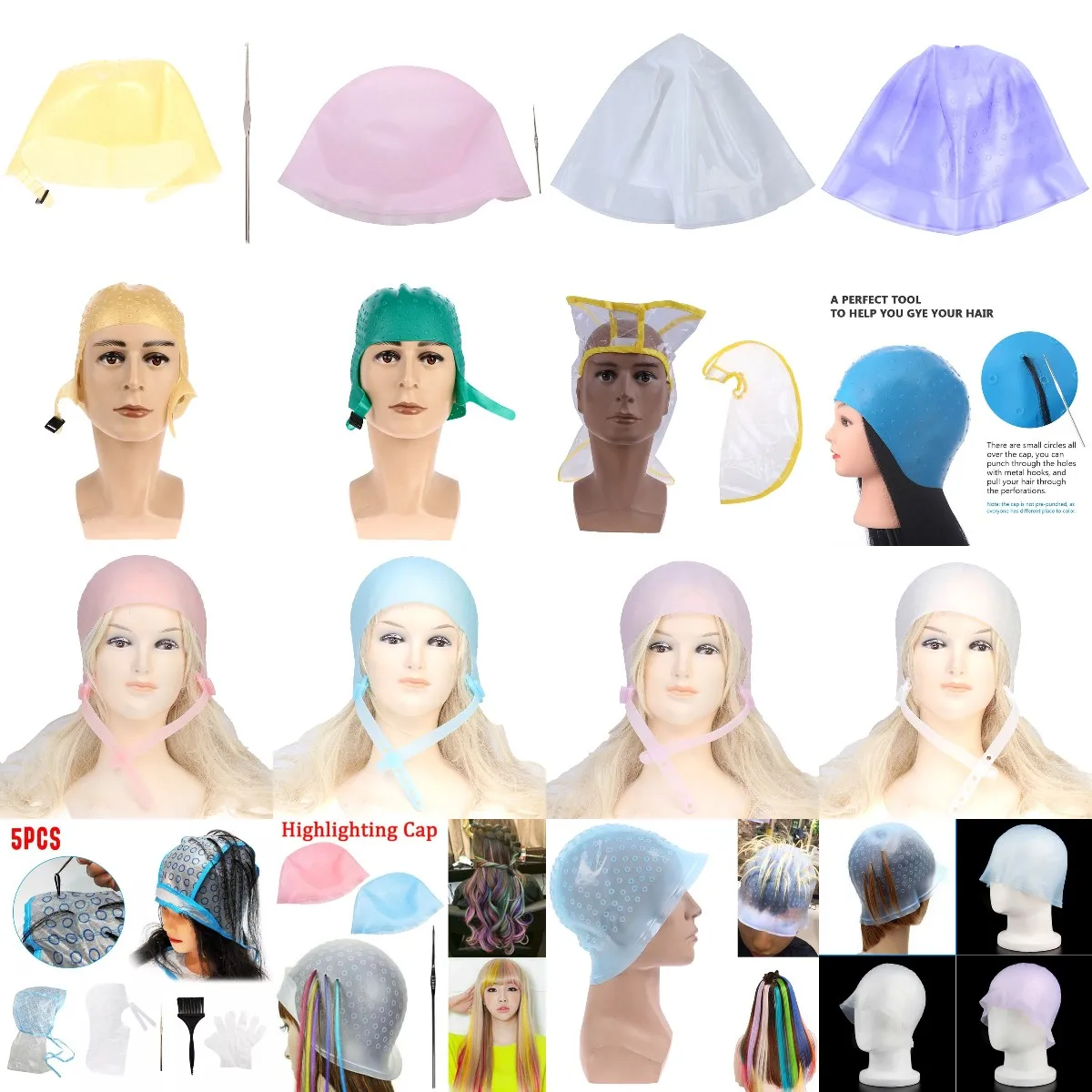 1/2pc/set Silicone Reusable Hair Colouring Highlighting Dye Cap Frosting Tipping With Needle Transparent Hair Hair Styling Tool
1/2pc/set Silicone Reusable Hair Colouring Highlighting Dye Cap Frosting Tipping With Needle Transparent Hair Hair Styling Tool