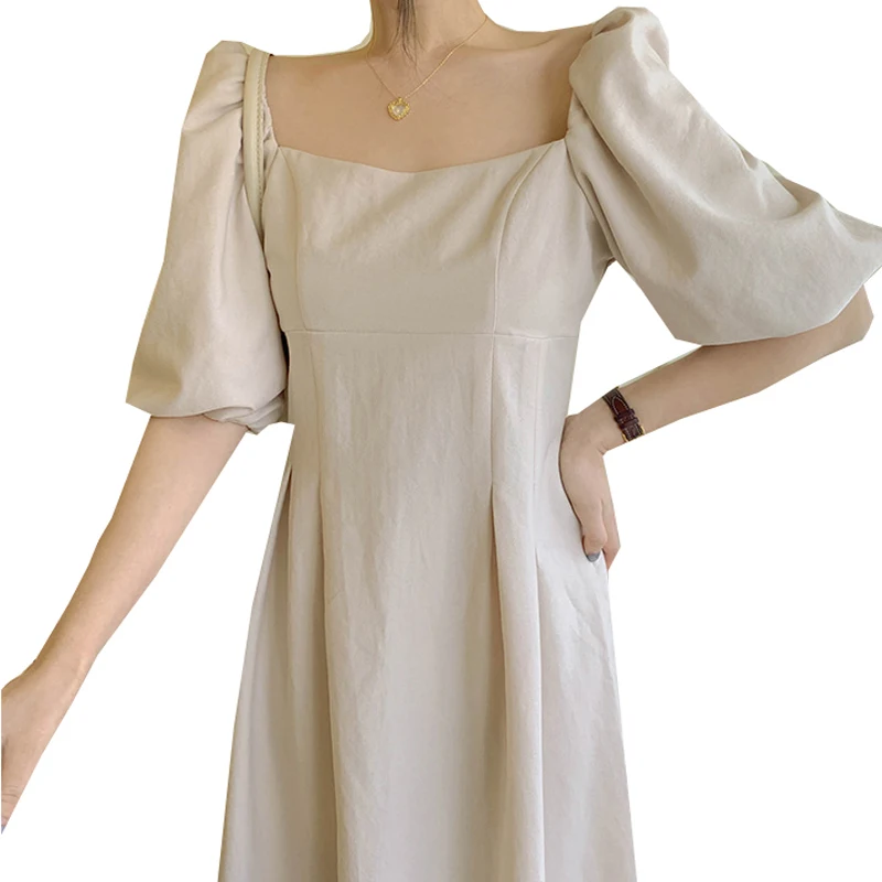 Summer Retro Short-sleeved Dress Women Casual Square Collar Dresses Elegant Slim Waist Ladies Dresses Fashion Vintage Dress
Summer Retro Short-sleeved Dress Women Casual Square Collar Dresses Elegant Slim Waist Ladies Dresses Fashion Vintage Dress