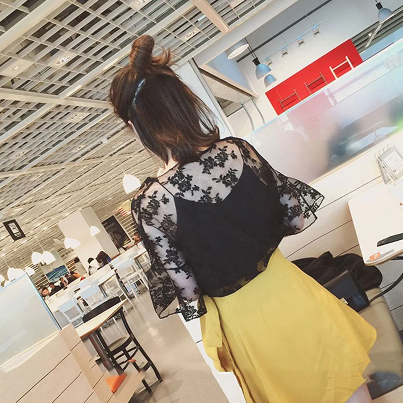 Blouses Women Slim Sexy Lace Elegant Summer Solid Simple Flare Sleeve Ladies All-match Blouse Korean Style Leisure Trendy Daily
Blouses Women Slim Sexy Lace Elegant Summer Solid Simple Flare Sleeve Ladies All-match Blouse Korean Style Leisure Trendy Daily