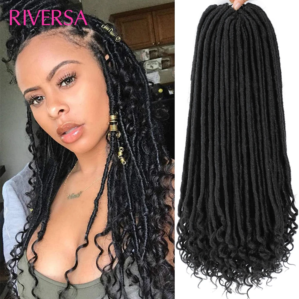 

1- 7 Packs Faux Locs Crochet Hair With Curly Ends 20 Inch Goddess Crochet Braids Dreadlocks Hair Extensions de cheveux 1B 27 30#