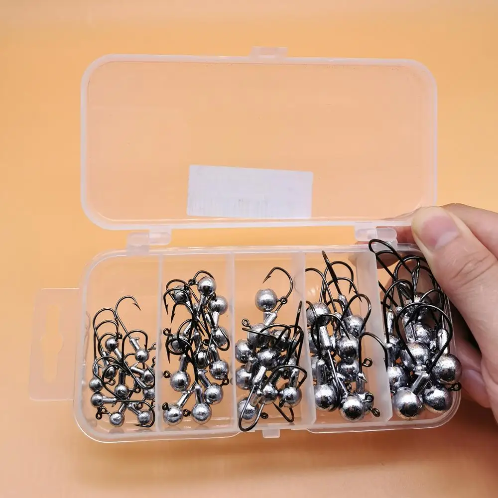 50pcs/box Mix 1.5g 3.5g 5g 7g 10g Jig Lead Head Fishing Hooks Set Jighead Fishhooks Jigging Hook Unpainted Soft Worm Circle Hook 
50pcs/box Mix 1.5g 3.5g 5g 7g 10g Jig Lead Head Fishing Hooks Set Jighead Fishhooks Jigging Hook Unpainted Soft Worm Circle Hook