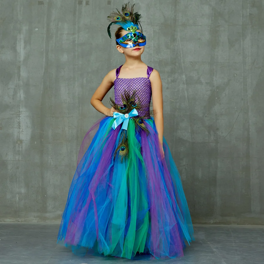 Princess Peacock Blue Girls Tulle Dresses Kids Coustume Party Costume Peacock Feathers Mask and dress set
Princess Peacock Blue Girls Tulle Dresses Kids Coustume Party Costume Peacock Feathers Mask and dress set