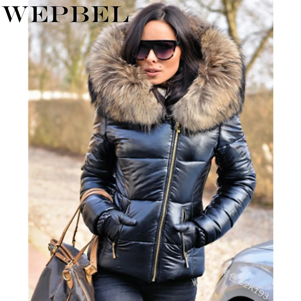 WEPBEL Causal Glossy Down Jackets Winter Women's Fur Hooded Coat Parkas Waterproof Winter Jacket Women Outwear
WEPBEL Causal Glossy Down Jackets Winter Women's Fur Hooded Coat Parkas Waterproof Winter Jacket Women Outwear