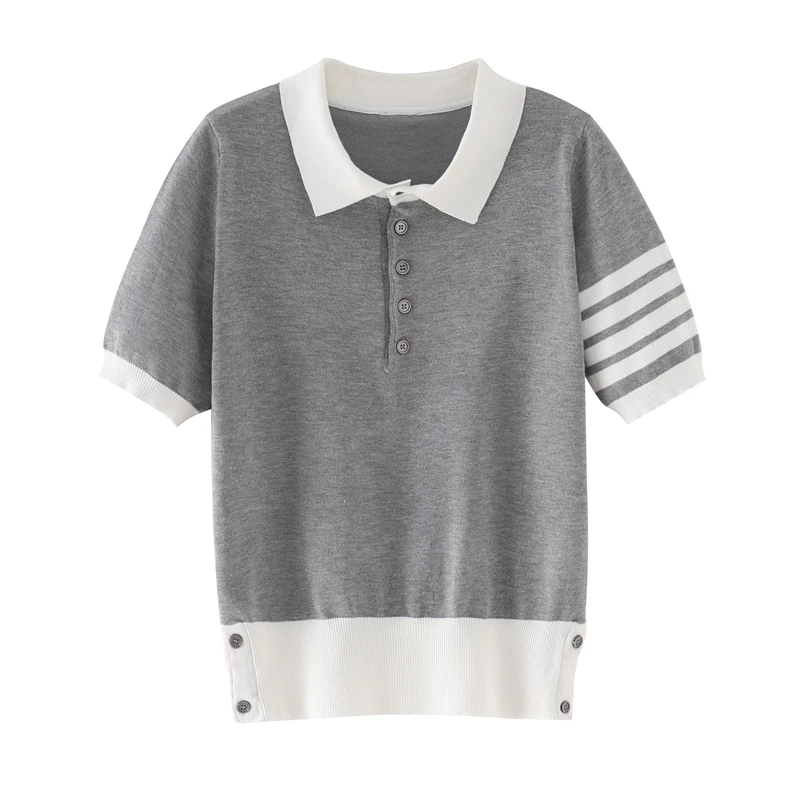 Luxury Brand Designer Knitted Pullovers for Women Turn Down Collar Striped Knitted Sweater
Luxury Brand Designer Knitted Pullovers for Women Turn Down Collar Striped Knitted Sweater