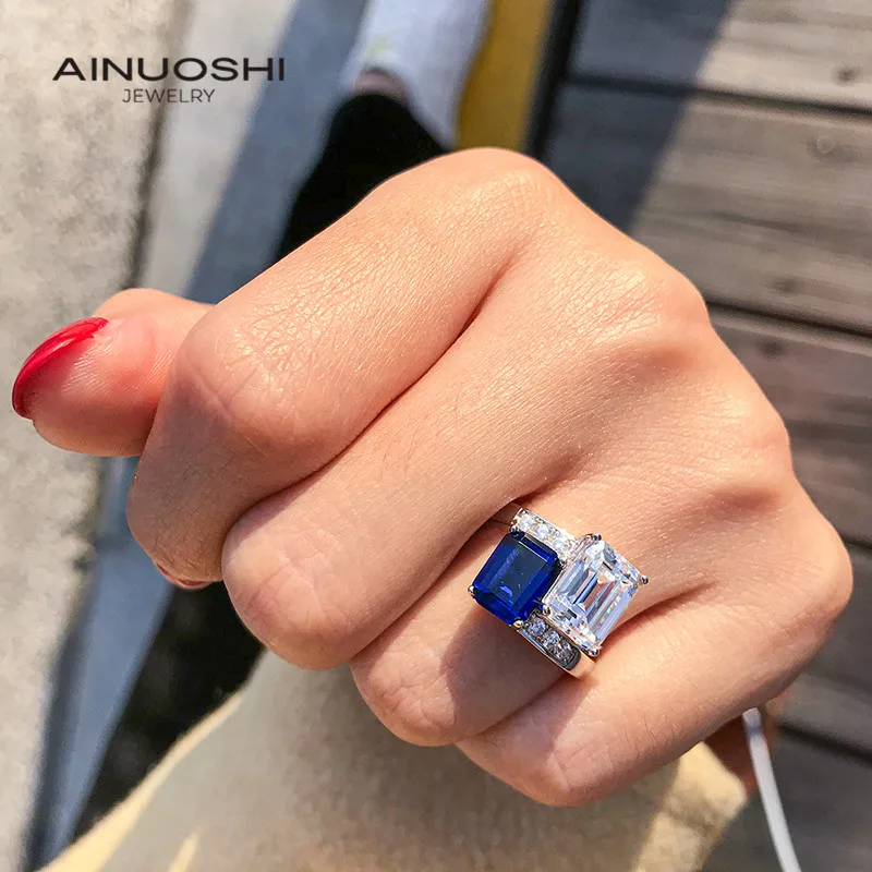 AINUOSHI 925 пробы серебряные Роскошные изумрудные/блестящие женские кольца с 2 камнями, обручальное кольцо, обручальные кольца
AINUOSHI 925 пробы серебряные Роскошные изумрудные/блестящие женские кольца с 2 камнями, обручальное кольцо, обручальные кольца