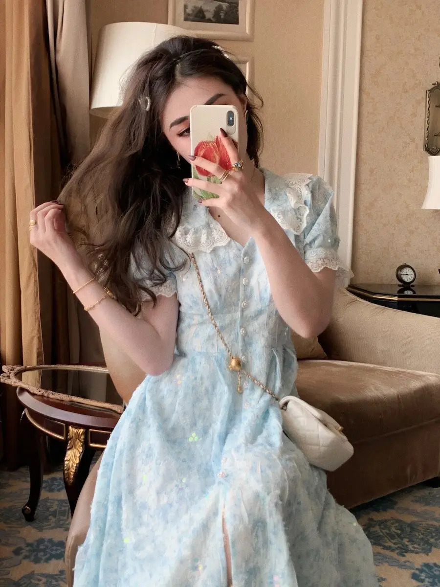Vintage French Style Lace Summer dresses for women 2021 Long A-Line Waist Floral Print Dress Women Vestidos loose dress
Vintage French Style Lace Summer dresses for women 2021 Long A-Line Waist Floral Print Dress Women Vestidos loose dress