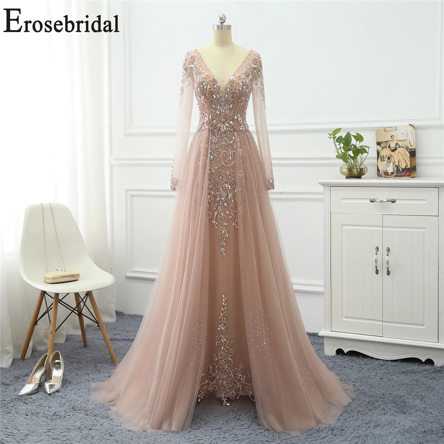 Женское вечернее платье трапеция Erosebridal Элегантное длинное формальное с длинным
