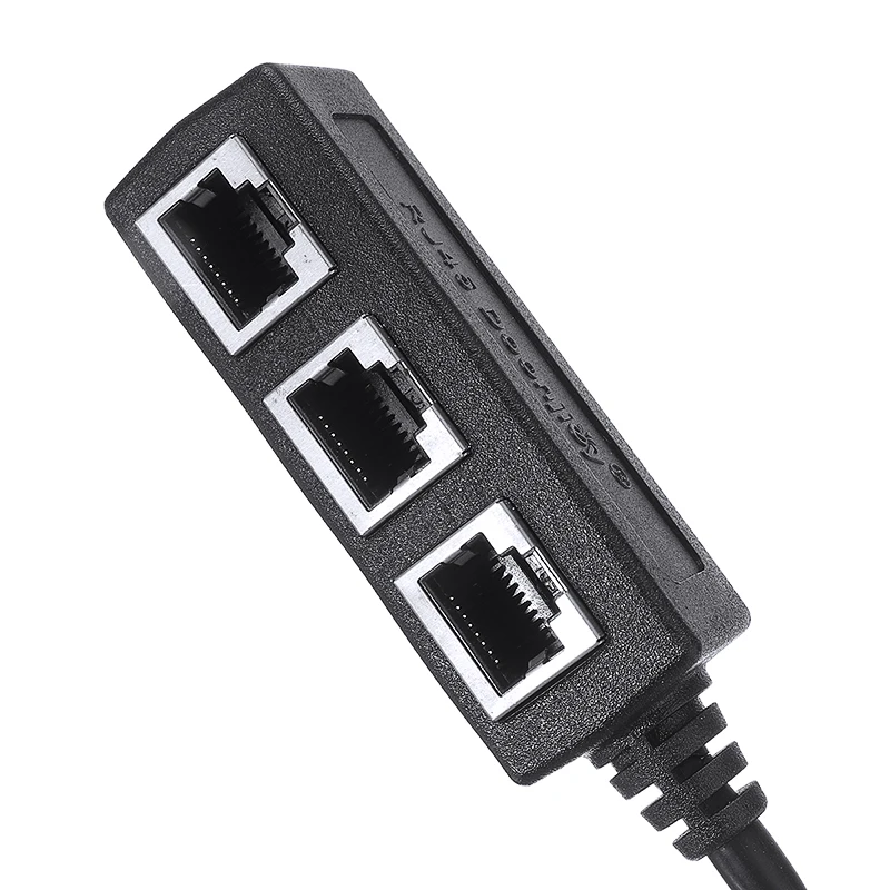 

Newest 3 in 1 RJ45 Female Ports Cable Adapter Black LAN Ethernet Splitter Network Extender Sockets Connection Cables