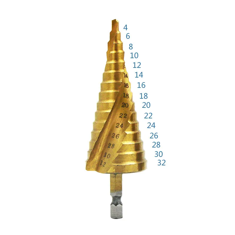 Titanium Coated Step Drill Bit For Metal Cone 4-32 Drilling Tools Metal Drills Wood Cutters Hole Metal Drill bits
Titanium Coated Step Drill Bit For Metal Cone 4-32 Drilling Tools Metal Drills Wood Cutters Hole Metal Drill bits