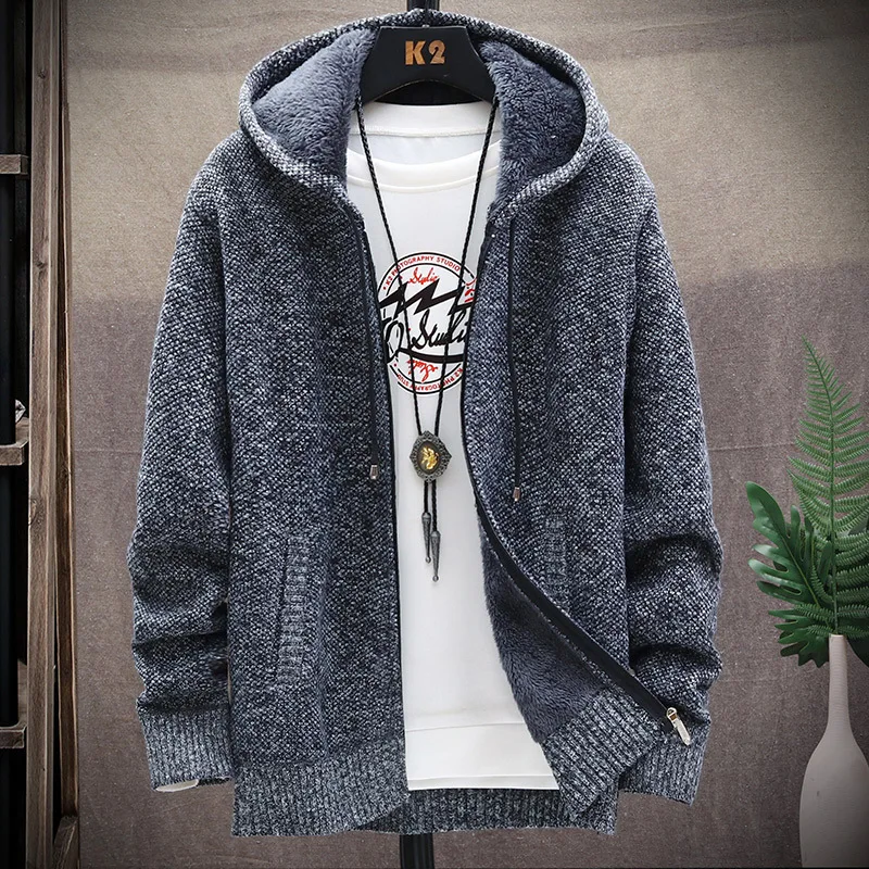 Men's coat 2021 autumn/winter new plus velvet padded plus large size sweater hooded cardigan men's zipper knitted coat
Men's coat 2021 autumn/winter new plus velvet padded plus large size sweater hooded cardigan men's zipper knitted coat