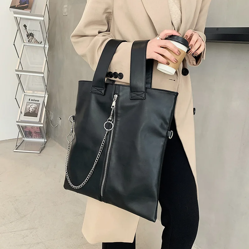 Chain Bag Large Capacity Shoulder Bag Women's Leather Bag 2021Spring Trendy Fashion Locomotive Messenger Bag Black Messenger Bag
Chain Bag Large Capacity Shoulder Bag Women's Leather Bag 2021Spring Trendy Fashion Locomotive Messenger Bag Black Messenger Bag