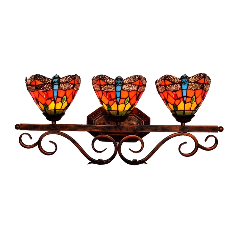 European Vintage Tiffany Glass Wall Mirror Lamp for Bathroom Bar Aisle Decor Retro Colorful Dragonfly 3 Heads Porch Light 1140
European Vintage Tiffany Glass Wall Mirror Lamp for Bathroom Bar Aisle Decor Retro Colorful Dragonfly 3 Heads Porch Light 1140