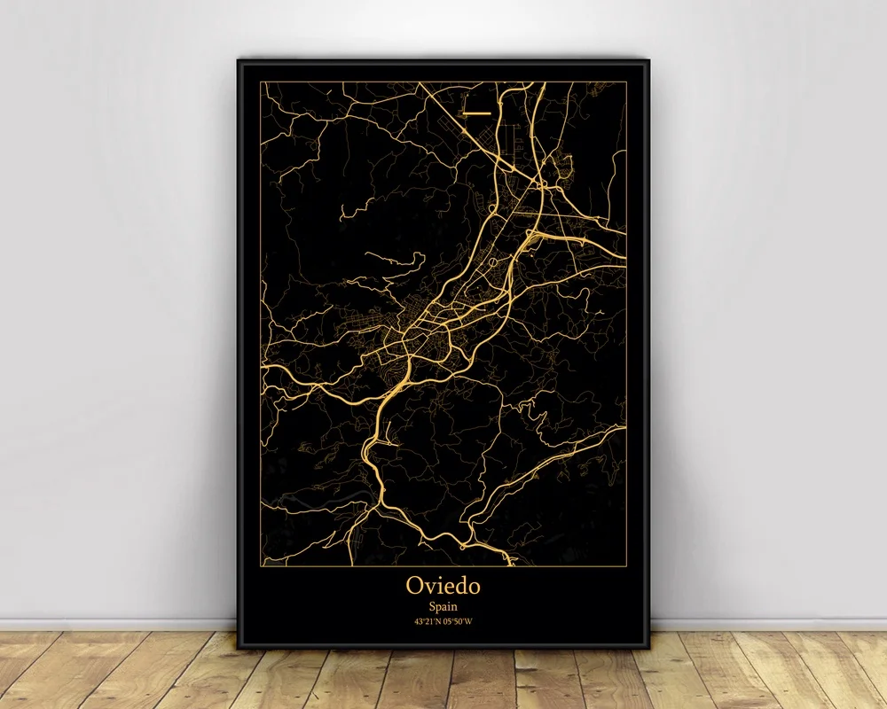 Oviedo испанские черные и Золотые легкие карты, обычные карта городов мира постеры, печать на холсте в скандинавском стиле, настенное искусств...
Oviedo испанские черные и Золотые легкие карты, обычные карта городов мира постеры, печать на холсте в скандинавском стиле, настенное искусств...