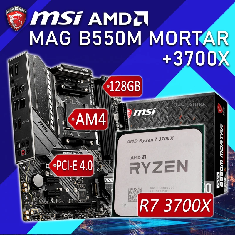 Материнская плата с разъемом AM4 MSI MAG B550M, материнская плата с AMD Ryzen 7 3700X Ryzen Kit, 8-ядерный AMD B550, оверлочная пластина, комплект AM4
Материнская плата с разъемом AM4 MSI MAG B550M, материнская плата с AMD Ryzen 7 3700X Ryzen Kit, 8-ядерный AMD B550, оверлочная пластина, комплект AM4