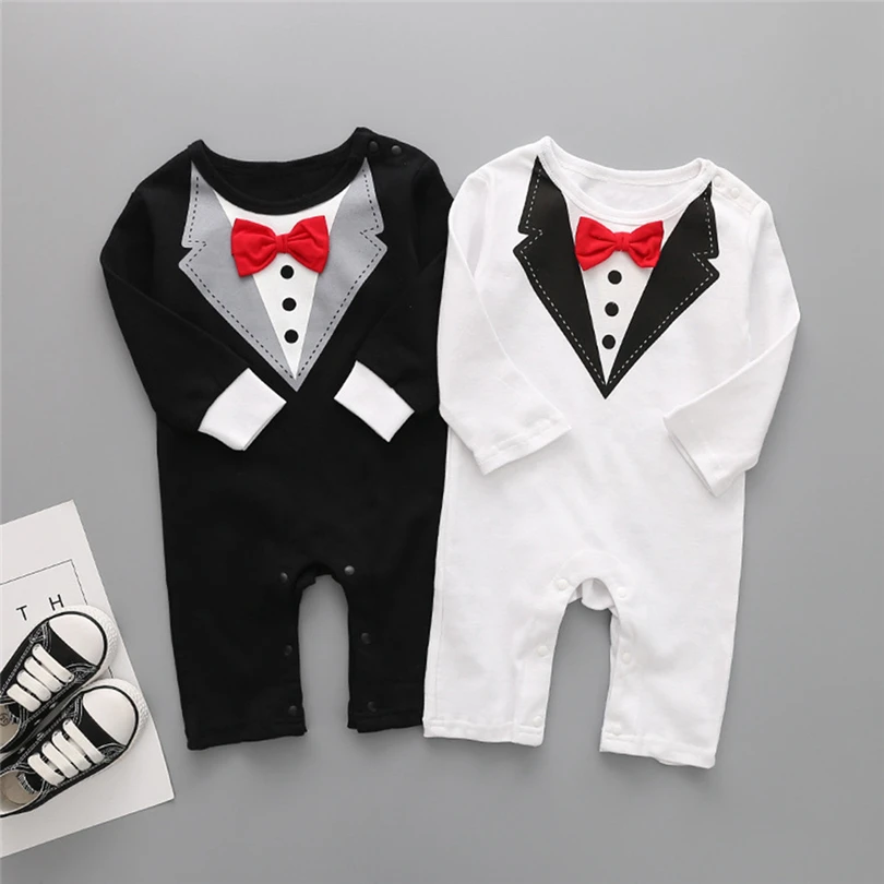Newborns Rompers Infant Boys Gentleman Suit Print Bow Tie Patchwork Long Sleeve Jumpsuit Fashion Playsuit Baby Clothes 6-24M A20
Newborns Rompers Infant Boys Gentleman Suit Print Bow Tie Patchwork Long Sleeve Jumpsuit Fashion Playsuit Baby Clothes 6-24M A20