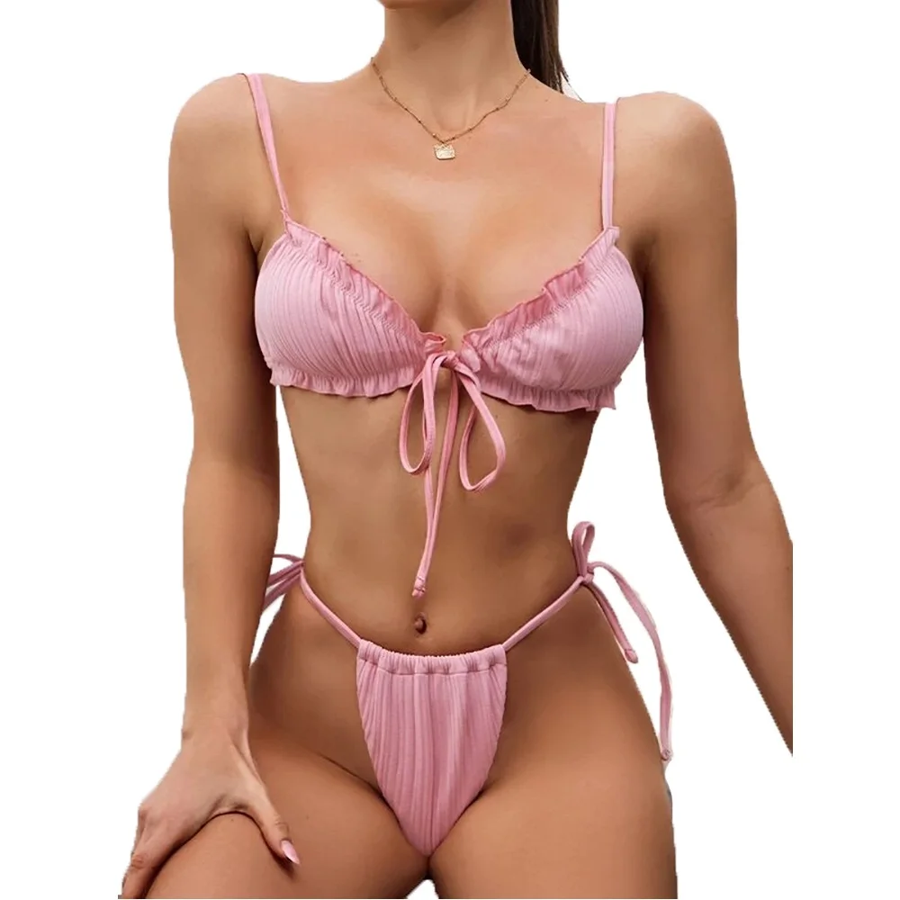 2021 Summer Women's Sexy lacing Bikini Swimwear set Pink Low Waist Swimsuit Two Piece Bathing Suit Ladys Brazilian Swim Suit
2021 Summer Women's Sexy lacing Bikini Swimwear set Pink Low Waist Swimsuit Two Piece Bathing Suit Ladys Brazilian Swim Suit