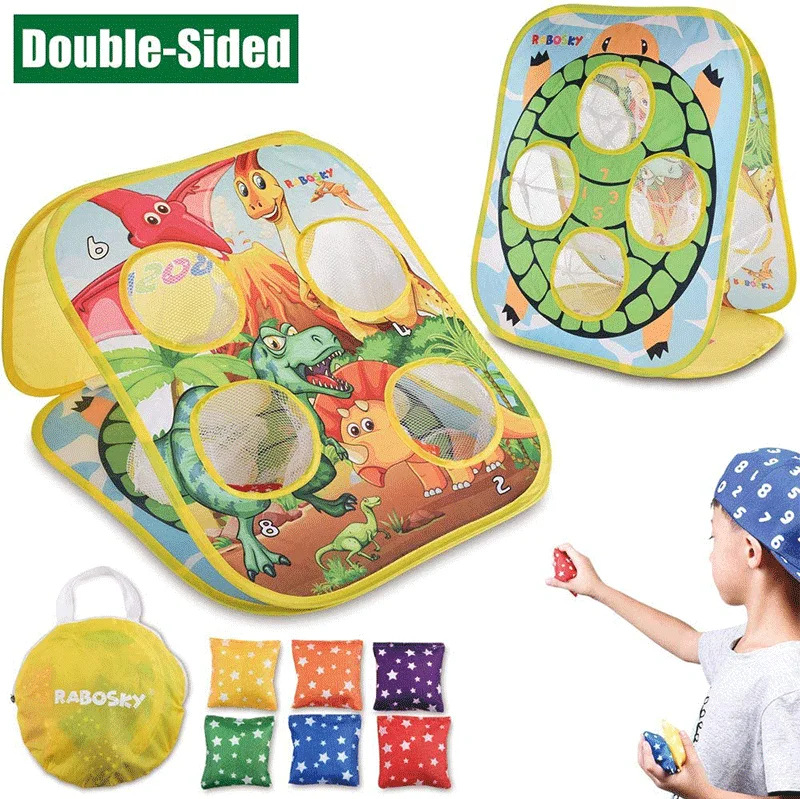 Bean Bag Toss Game Toys for kids Double Sided Dinosaur and Turtle Themed Cornhole Outside Party Games for Birthday Christmas
Bean Bag Toss Game Toys for kids Double Sided Dinosaur and Turtle Themed Cornhole Outside Party Games for Birthday Christmas