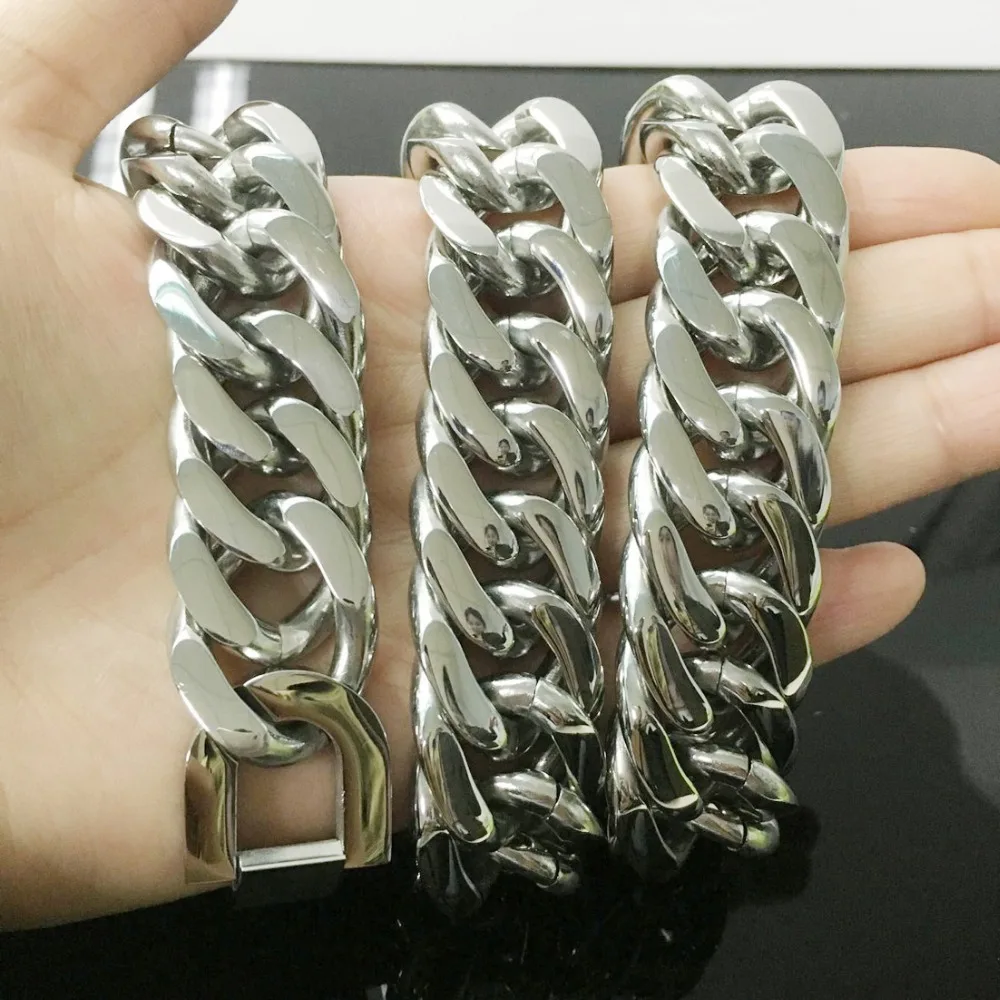 21MM Punk Heavy Male Jewelry Stainless Steel Silver Color Curb Cuban Link Chain Mens Necklace Or Bracelet Bangle 7"-40"
21MM Punk Heavy Male Jewelry Stainless Steel Silver Color Curb Cuban Link Chain Mens Necklace Or Bracelet Bangle 7"-40"