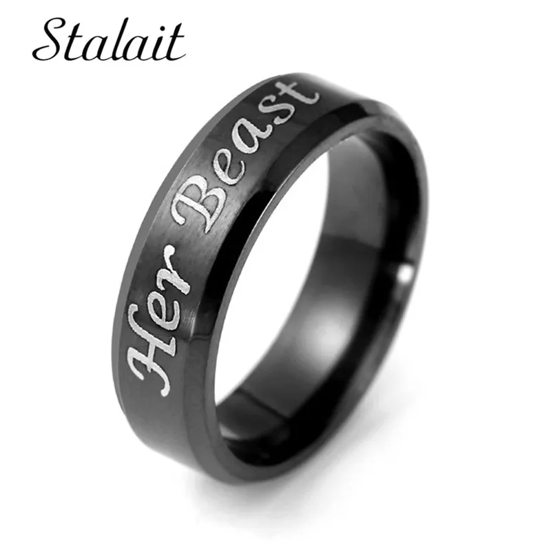 6mm Romantic Titanium Steel DIY Engraved Letter His Beauty Her Beast Couple Ring For Men Women Engagement Wedding Rings Jewelry
6mm Romantic Titanium Steel DIY Engraved Letter His Beauty Her Beast Couple Ring For Men Women Engagement Wedding Rings Jewelry