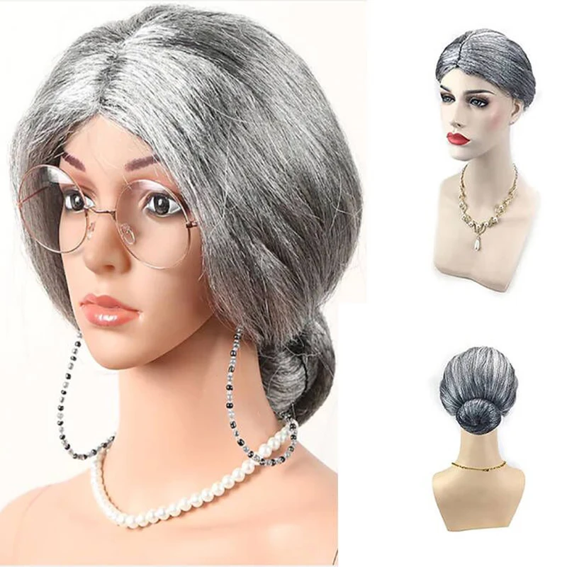 HAIRJOY, парик для старой леди, искусственные волосы, короткий вьющийся серый парик
HAIRJOY, парик для старой леди, искусственные волосы, короткий вьющийся серый парик