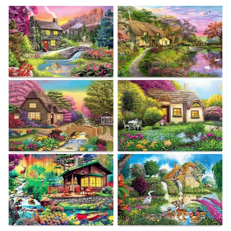 

Paint By Number Canvas Painting Kits Coloring Numbers Village On Canvas Wall Pictures For Living Room Modern Handmade Gift