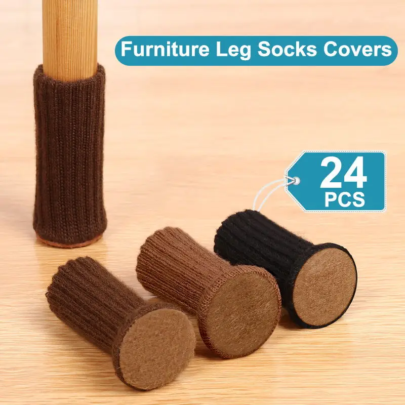 Вязаные носки для ножек стульев 24 шт. высокоэластичные мебели Нескользящие