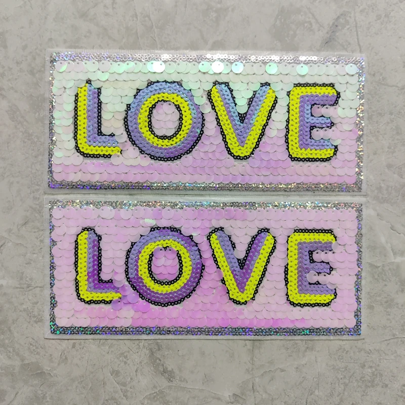 Reversiable Sequin LOVE Patch Iron on Sticker DIY Accessory Front of T-shirt Patches
Reversiable Sequin LOVE Patch Iron on Sticker DIY Accessory Front of T-shirt Patches