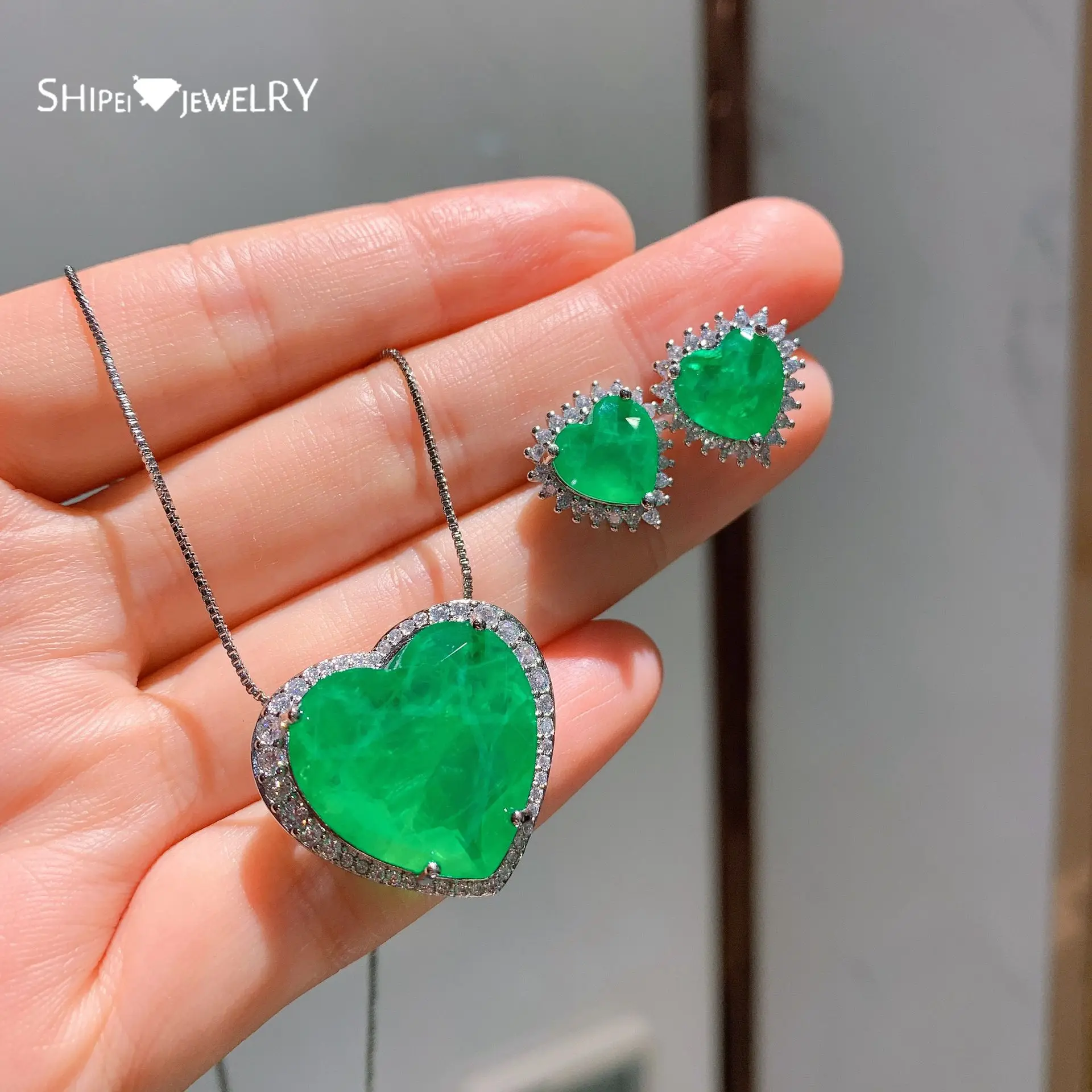 Shipei Vintage 100% 925 Sterling Silver Heart Emerald Gemstone Earrings/Pendant/Necklace Fine Jewelry Jewelry Set Wholesale
Shipei Vintage 100% 925 Sterling Silver Heart Emerald Gemstone Earrings/Pendant/Necklace Fine Jewelry Jewelry Set Wholesale