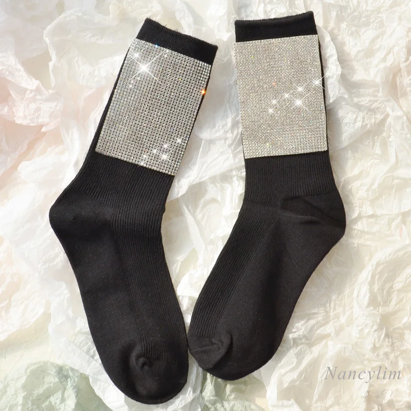 Korean Style Fashion Gold and Silver Silk Black Full Rhinestone Stretch Socks Female Fit Nancylim
Korean Style Fashion Gold and Silver Silk Black Full Rhinestone Stretch Socks Female Fit Nancylim
