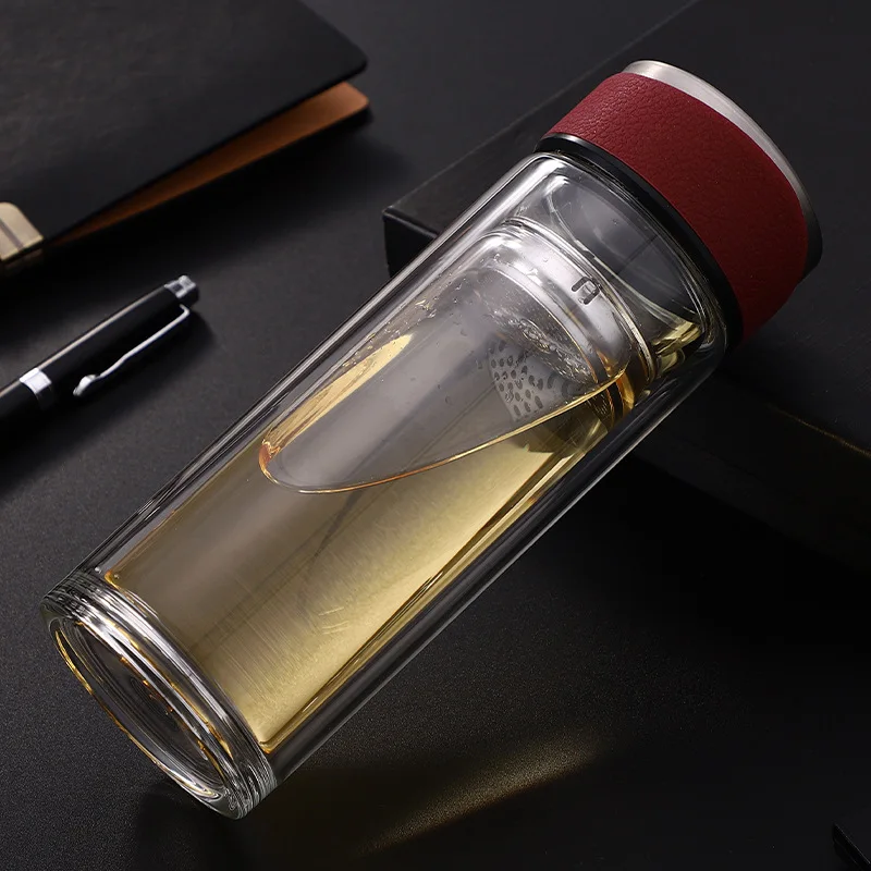 401-500ml Glass Water Bottle Anti-scald Double Wall Tea Bottle With Infuser Filter Strainer Office Clear Drinking Bottle
401-500ml Glass Water Bottle Anti-scald Double Wall Tea Bottle With Infuser Filter Strainer Office Clear Drinking Bottle