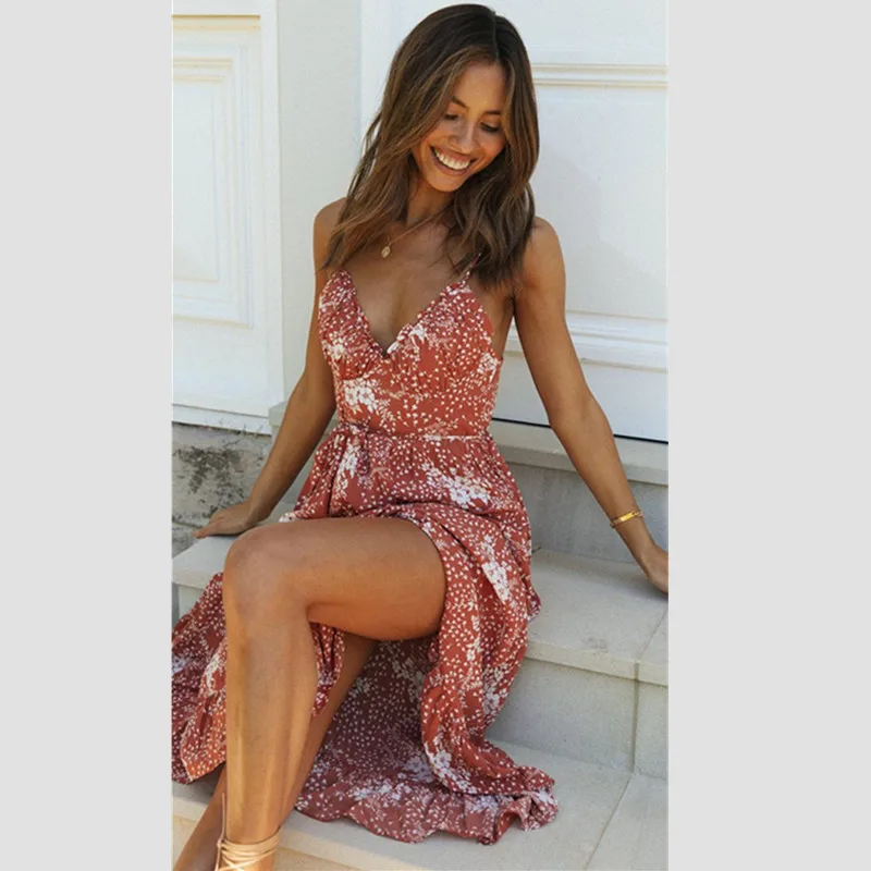 Ladies V-neck Sling Dress Ruffled Lace-up Dress Vetement Femme Dresses Vintage Casual Sundress Boho Floral Dress Women Vestidos
Ladies V-neck Sling Dress Ruffled Lace-up Dress Vetement Femme Dresses Vintage Casual Sundress Boho Floral Dress Women Vestidos