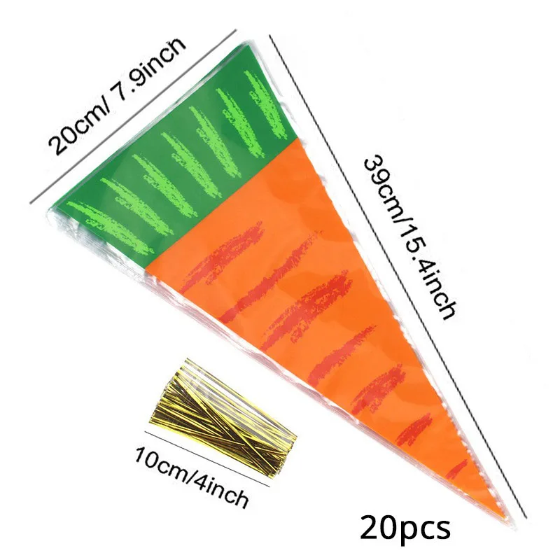20pcs Easter Carrot Candy Bag Easter Bunny Rabbit Gift Bag Candy Cone Plastic Bags Happy Spring Easter Birthday Party Decoration
20pcs Easter Carrot Candy Bag Easter Bunny Rabbit Gift Bag Candy Cone Plastic Bags Happy Spring Easter Birthday Party Decoration