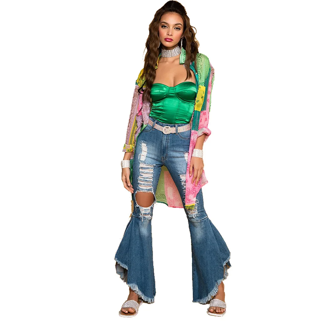 Fashion Ripped Hole Jeans Pants For Women Female Streetwear Trousers Irregular Flare Bottoms Women Denim Jeans Pants
Fashion Ripped Hole Jeans Pants For Women Female Streetwear Trousers Irregular Flare Bottoms Women Denim Jeans Pants
