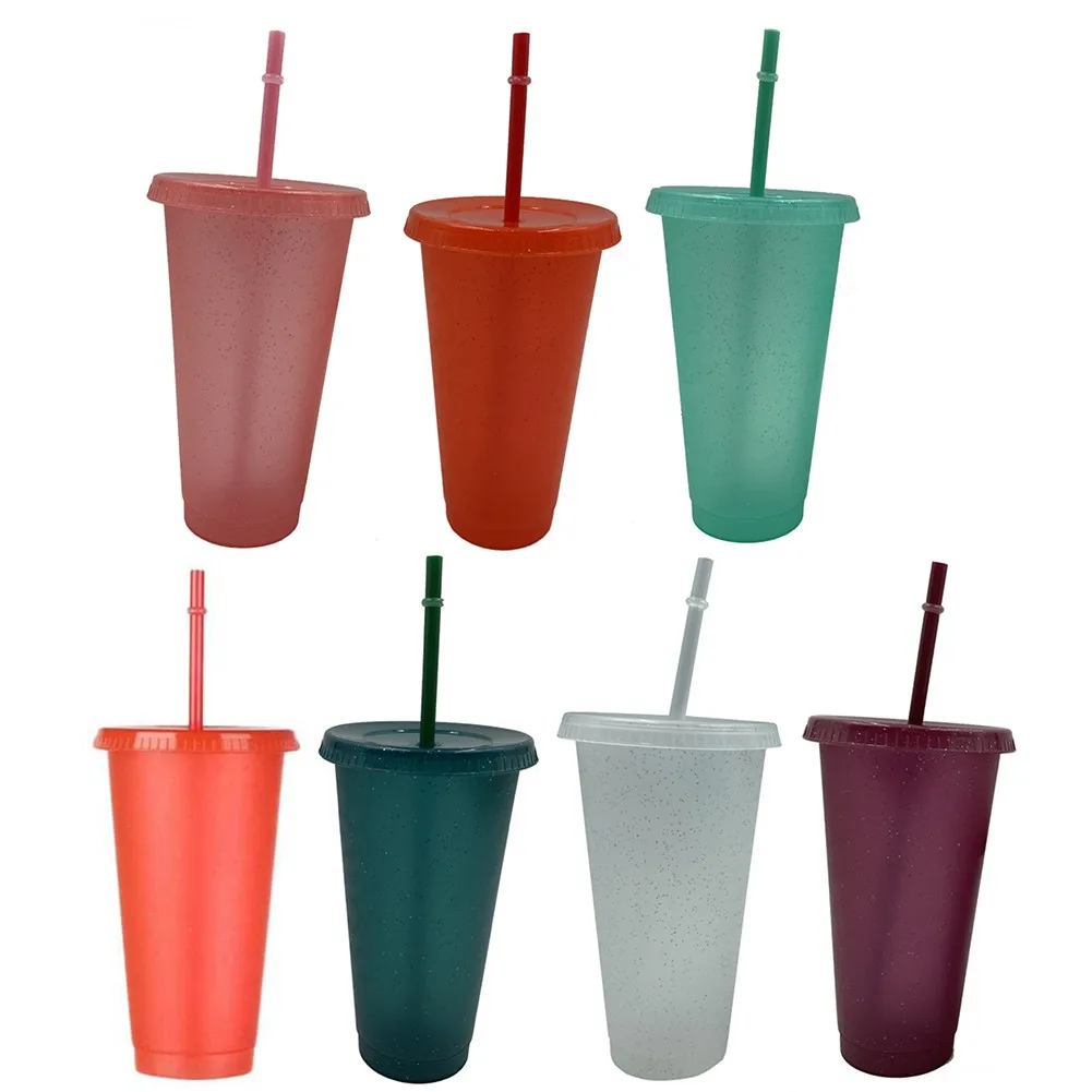 5pc 710ml Water Cup Flash Powder Shiny Reusable Plastic Eco-friendly Non-toxic Water Bottle Cold Cup With Lid And Straw
5pc 710ml Water Cup Flash Powder Shiny Reusable Plastic Eco-friendly Non-toxic Water Bottle Cold Cup With Lid And Straw