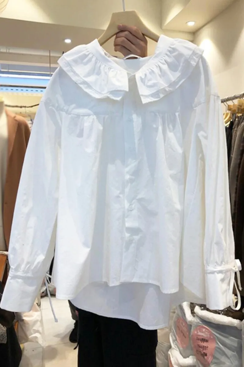 2021 Summer New Fashion Patchwork Loose Solid White Sweet Ruffled Full Shirts Women Top
2021 Summer New Fashion Patchwork Loose Solid White Sweet Ruffled Full Shirts Women Top