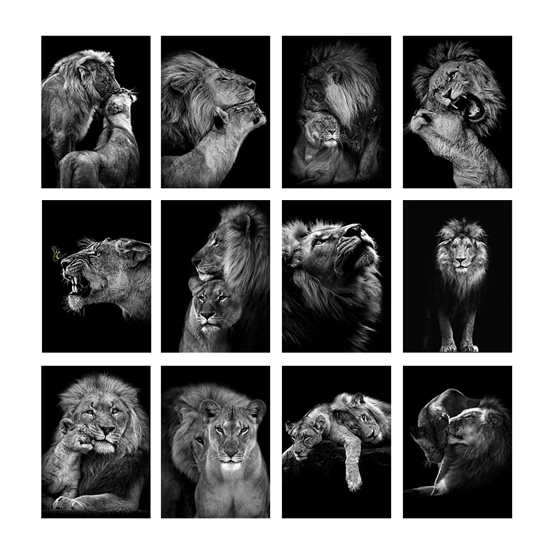 Black White Animal Lion Couple Oil Painting Canvas Art Poster and Prints Nordic Living Room Wall Picture Home Decoration Mural
Black White Animal Lion Couple Oil Painting Canvas Art Poster and Prints Nordic Living Room Wall Picture Home Decoration Mural