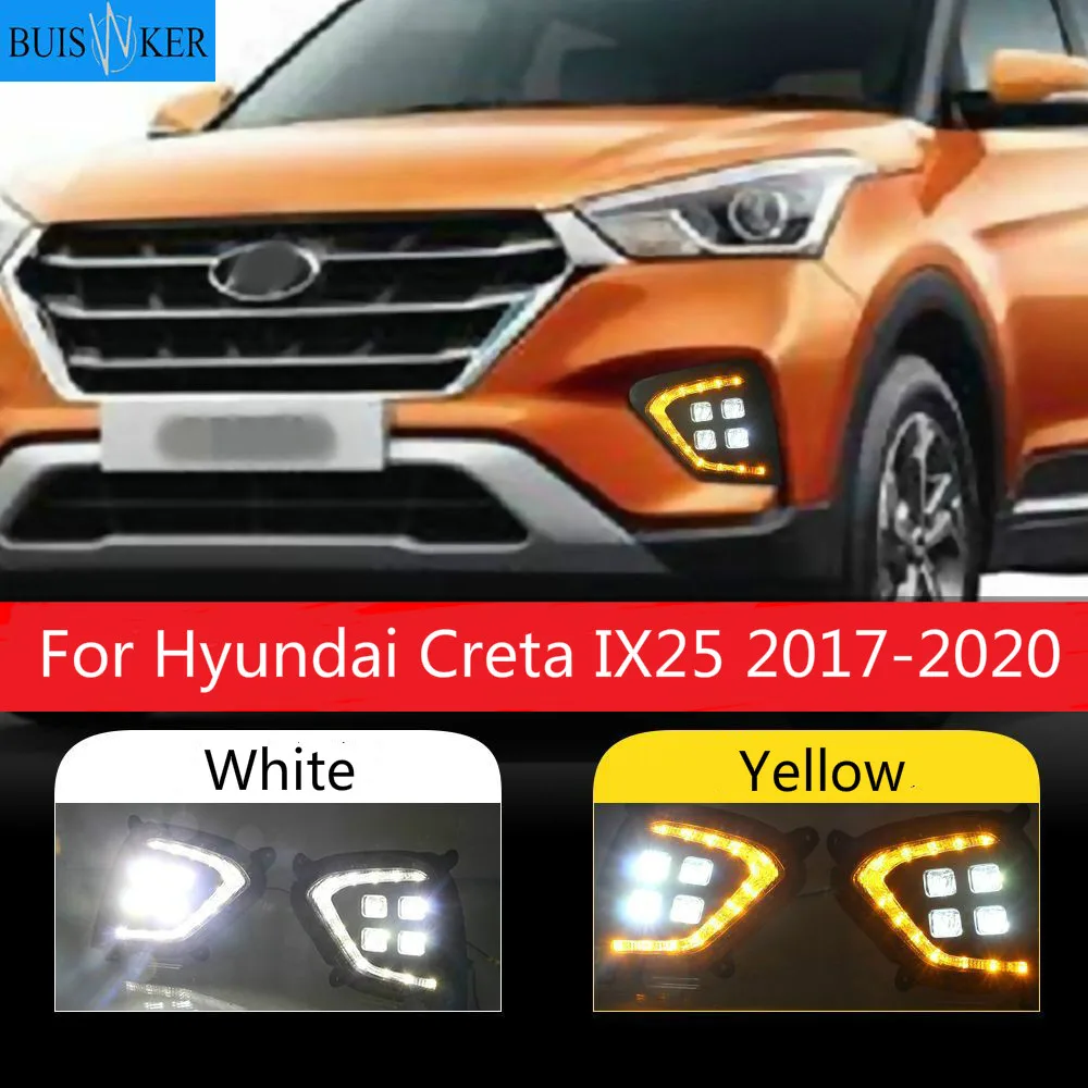 Фото 1 пара дневные ходовые огни для Hyundai Creta IX25 2017 2018 2019 2020 Светодиодный дневной