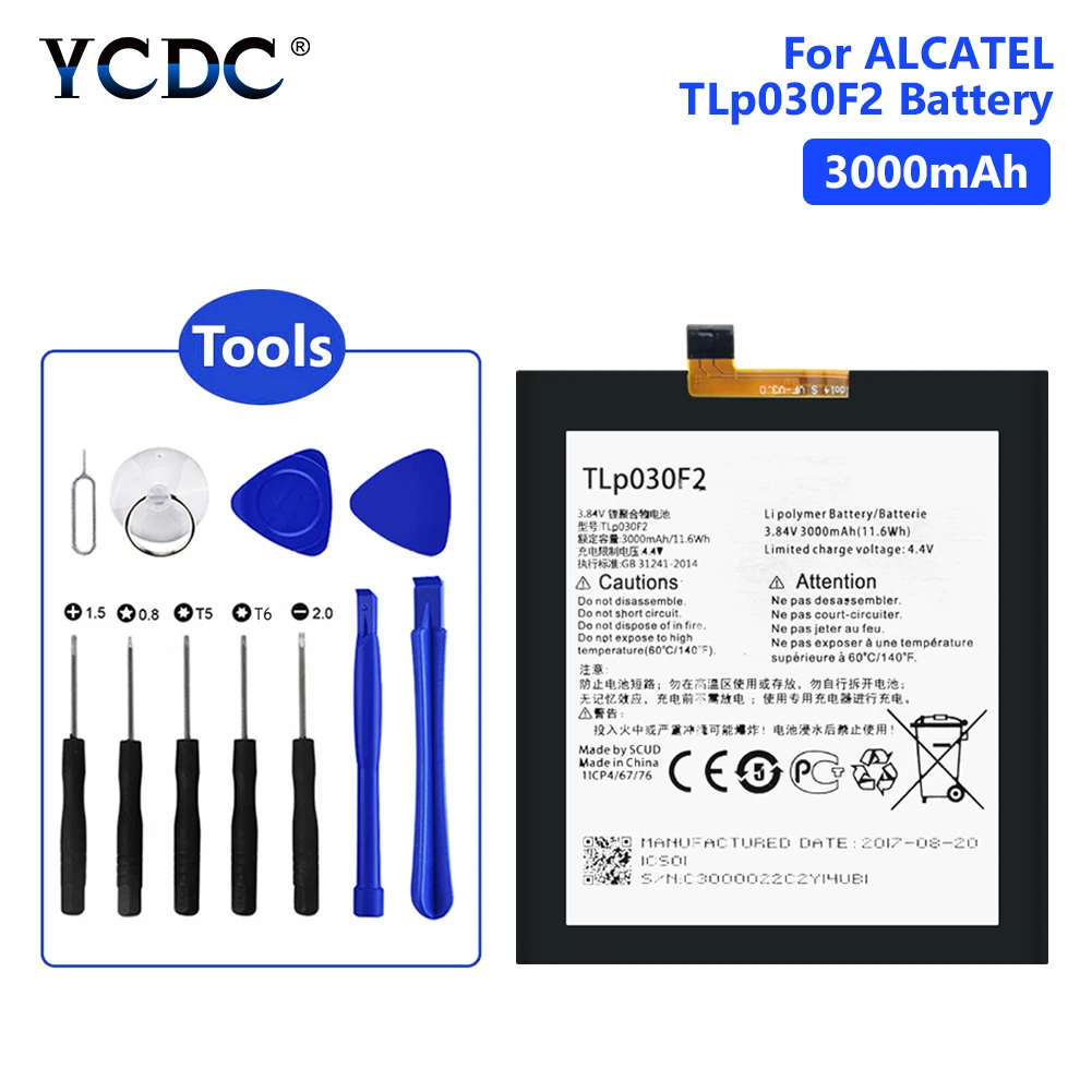 3000mAh TLp030F2 Battery For Alcatel One Touch Idol 4S OT-6070K 6070Y Lithium Polymer Mobile Phone Batteries Free Tools
3000mAh TLp030F2 Battery For Alcatel One Touch Idol 4S OT-6070K 6070Y Lithium Polymer Mobile Phone Batteries Free Tools