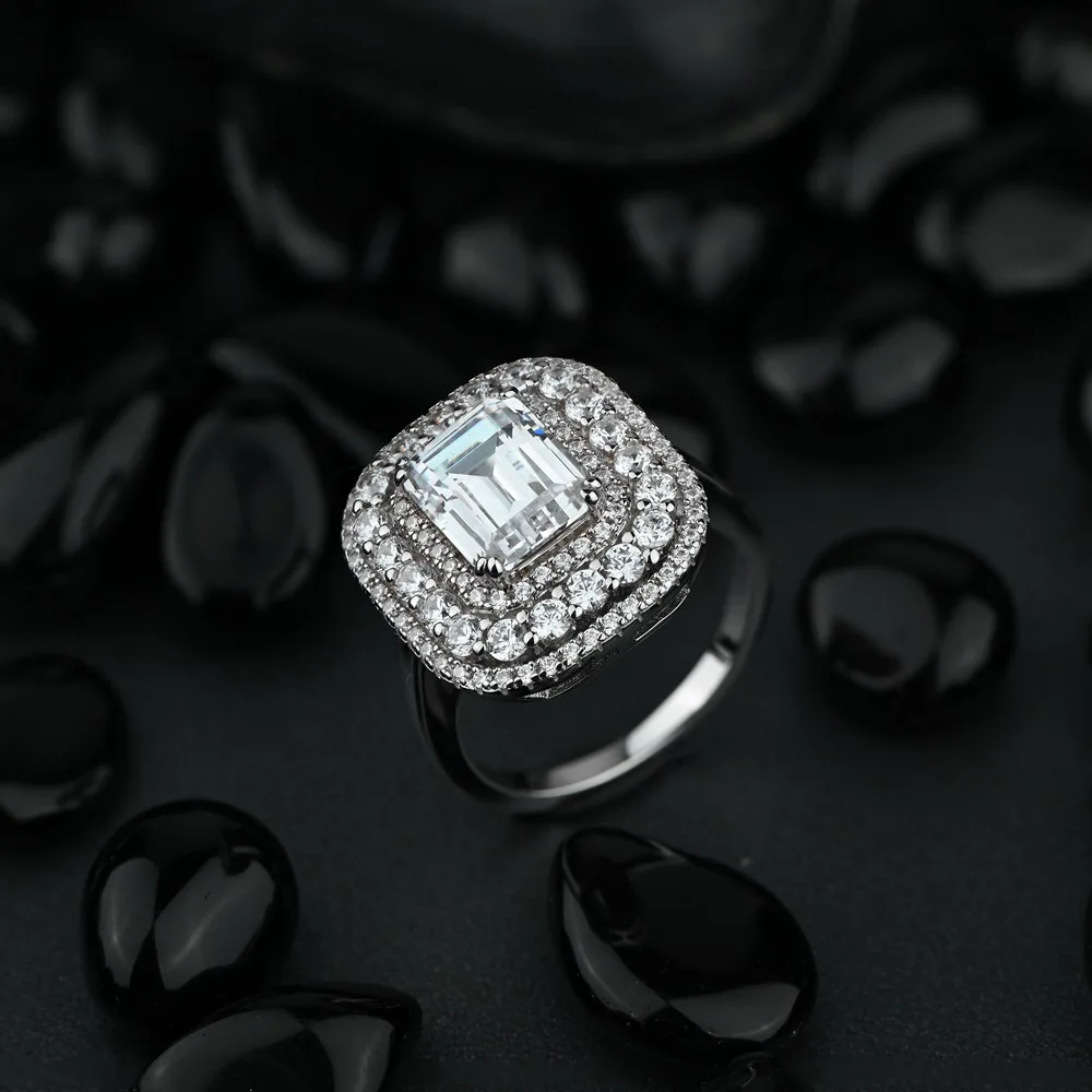 Luxury 925 Sterling Silver Square 5A Cubic Zirconia Halo Rings for Women Fine S925 Jewelry Carbon Diamond Party Ring Valentine 
Luxury 925 Sterling Silver Square 5A Cubic Zirconia Halo Rings for Women Fine S925 Jewelry Carbon Diamond Party Ring Valentine