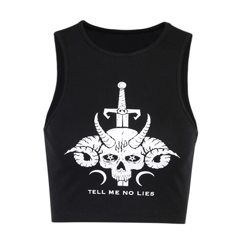 InsDoit Harajuku Vintage Sexy Black Summer Top Women Gothic Print Punk Tank Tops Streetwear Casual Basic Sleeveless Crop Tops
InsDoit Harajuku Vintage Sexy Black Summer Top Women Gothic Print Punk Tank Tops Streetwear Casual Basic Sleeveless Crop Tops