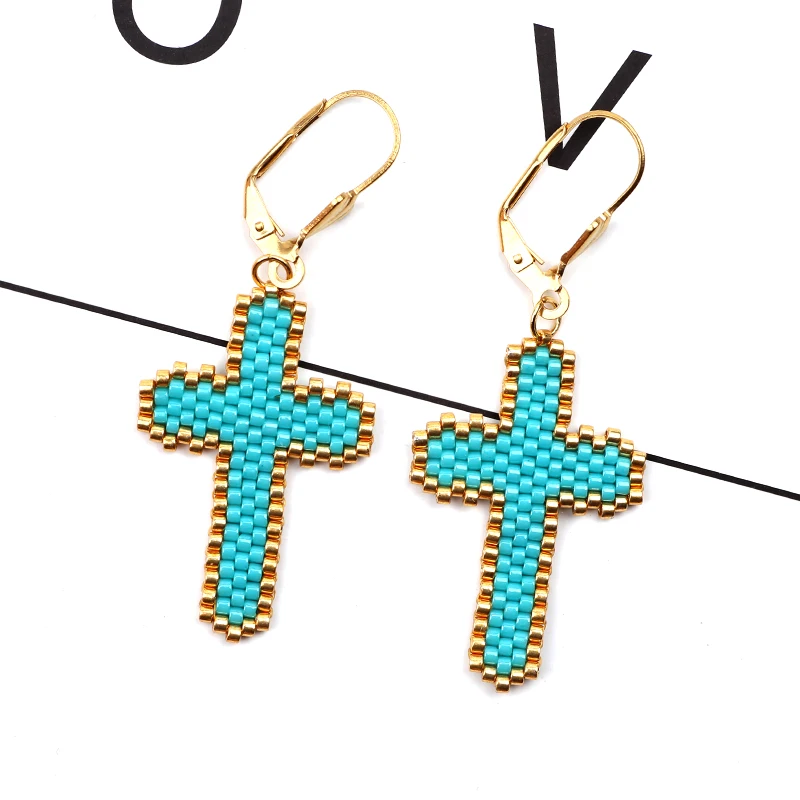 FAIRYWOO Miyuki Beaded Pendientes Cross Earring Gold Women Religious Drop Earring Jewelry Stainless Steel Luxury Gifts For Lover
FAIRYWOO Miyuki Beaded Pendientes Cross Earring Gold Women Religious Drop Earring Jewelry Stainless Steel Luxury Gifts For Lover