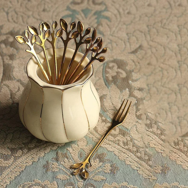 5Spoon+5Forks Stainless Steel Leaf Coffee Cake Spoon Fork Dessert Spoons, Stirring Teaspoon Set
5Spoon+5Forks Stainless Steel Leaf Coffee Cake Spoon Fork Dessert Spoons, Stirring Teaspoon Set