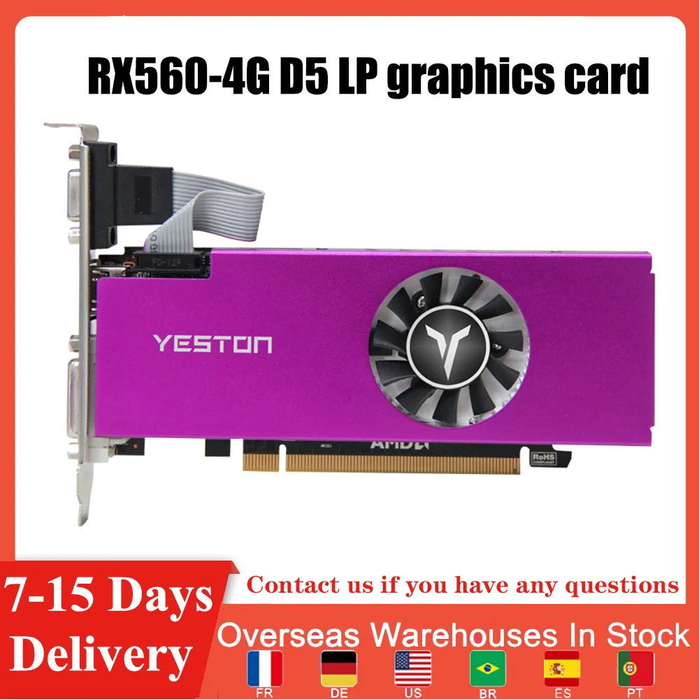 Видеокарта Yeston RX560-4G D5 LP XL2, 14 нм, 1200/6000 МГц, 4G/бит/GDDR5 VGA + HDMI, совместимая со строкой, видеокарта
Видеокарта Yeston RX560-4G D5 LP XL2, 14 нм, 1200/6000 МГц, 4G/бит/GDDR5 VGA + HDMI, совместимая со строкой, видеокарта