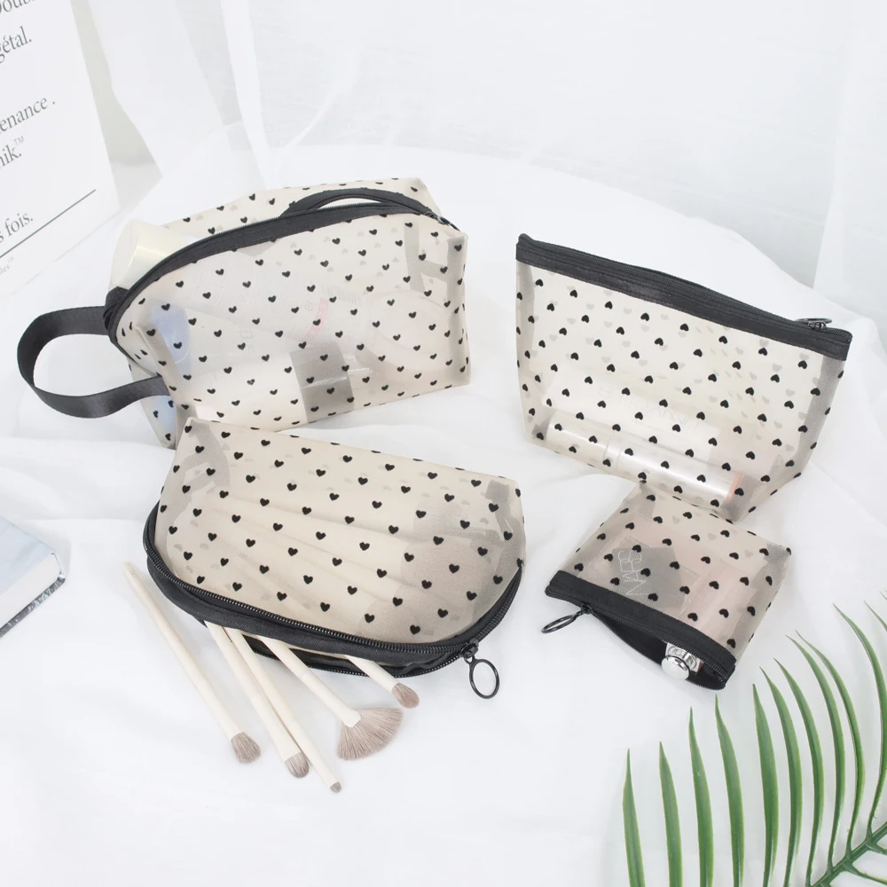 4pcs/Set Women Cosmetic Bags Heart Transparent Mesh Toiletry Organizer Portable Travel Washing Makeup Small Large Beauty Kit Bag
4pcs/Set Women Cosmetic Bags Heart Transparent Mesh Toiletry Organizer Portable Travel Washing Makeup Small Large Beauty Kit Bag