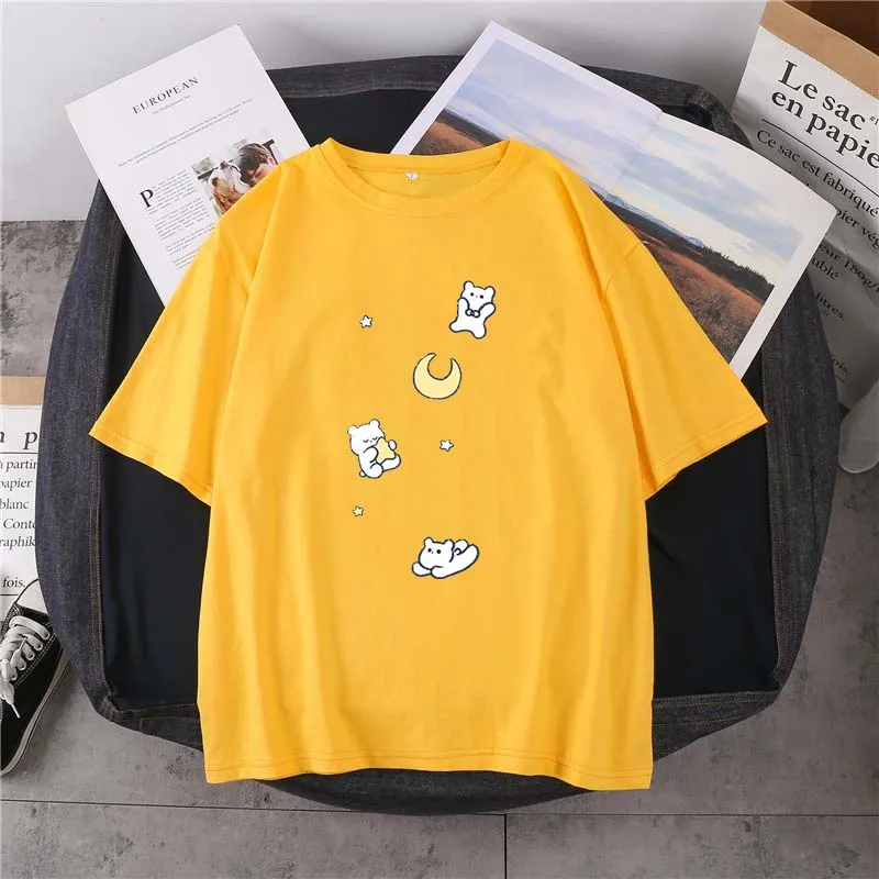 2021 Starry Sky Moon Bear Print Cotton T-Shirt Summer New Round Neck Unisex Short-Sleeved Cute Simple Daily 14-Color Top
2021 Starry Sky Moon Bear Print Cotton T-Shirt Summer New Round Neck Unisex Short-Sleeved Cute Simple Daily 14-Color Top