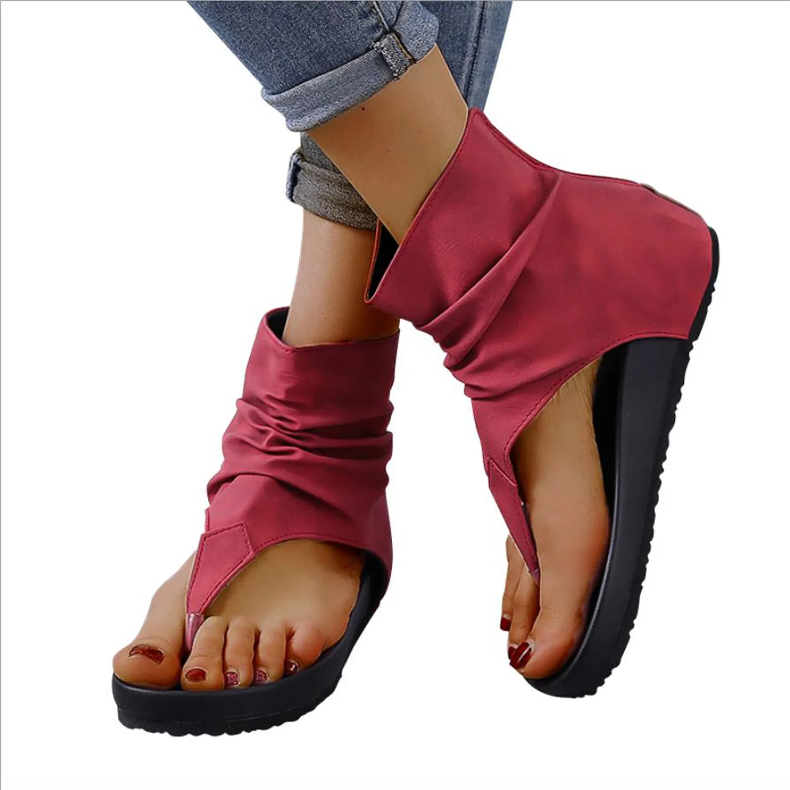 Ladies Sandals Flip-flops Summer Open-toed Suede Flat Zipper Slippers Casual Beach Sandals Sandalias De Las Mujeres 
Ladies Sandals Flip-flops Summer Open-toed Suede Flat Zipper Slippers Casual Beach Sandals Sandalias De Las Mujeres