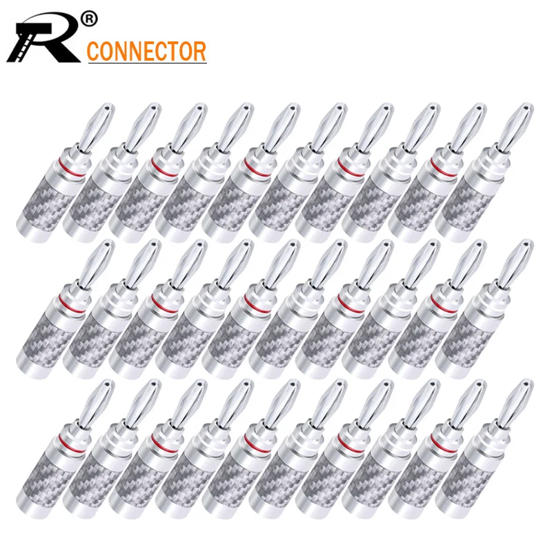 100pcs Pure Copper Speaker Amplifier Banana Plugs Rhodium Plated Carbon Fiber Banana Connectors 4mm Wire Conector No Soldering
100pcs Pure Copper Speaker Amplifier Banana Plugs Rhodium Plated Carbon Fiber Banana Connectors 4mm Wire Conector No Soldering